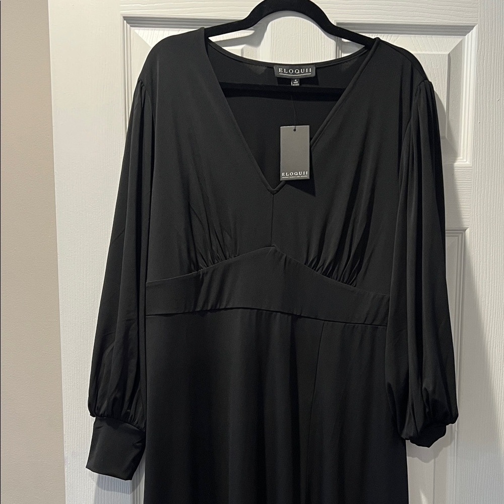 NWT Eloquii Elegant Black Long Sleeve MIDI Dress
